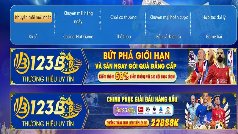 Rất nhiều chương trình khuyến mãi 123b hấp dẫn